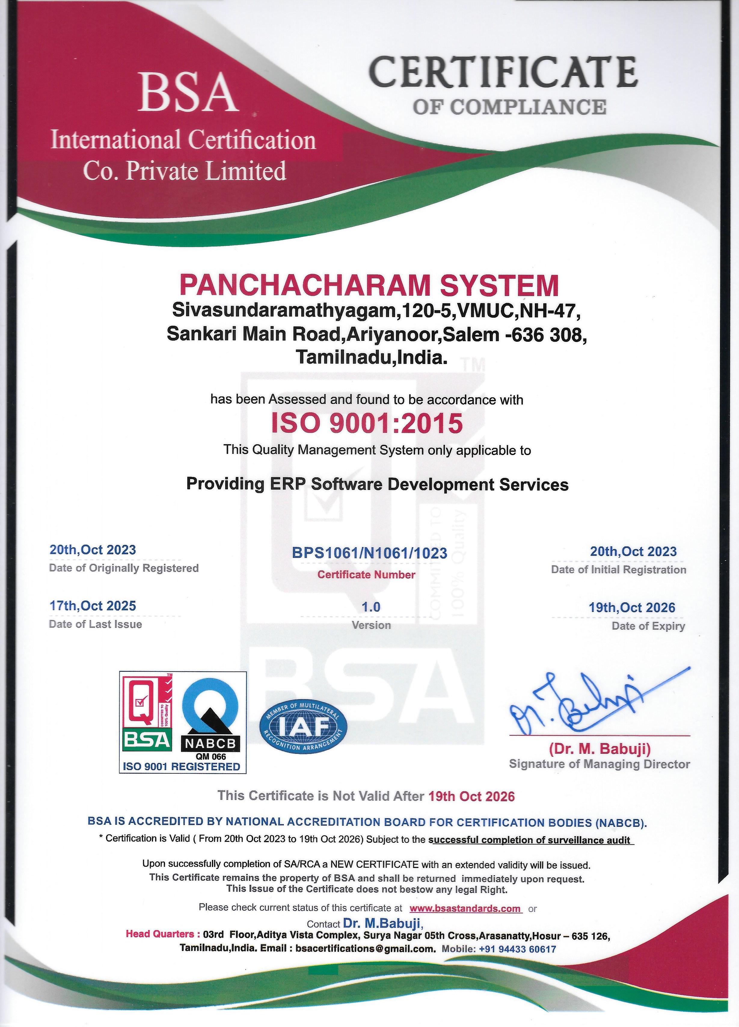 ISO Certificate